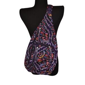 Vera Bradley Sling Backpack in Foxwood Meadow Purple Floral